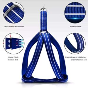Petley Trendy Padded Dog Body Belt Harness and Broad Strap Padded Dog Leash Combo Set for Medium Dogs for Samoyed, Cocker Spaniel, Corgi, Bull-Dog, Whippet (Blue)