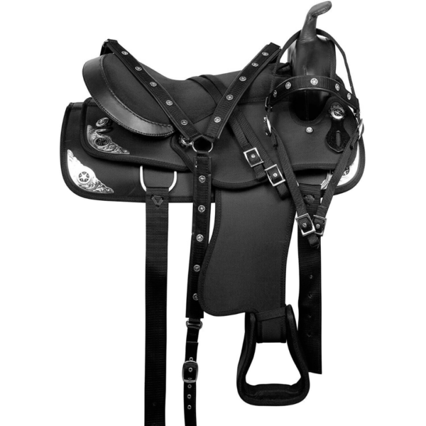 Rovadik Synthetic Western Horse Saddle with Bridle, Stirrups & Complete Tack Set – Durable Lightweight Saddle for Trail Riding, Training & Ranch Use