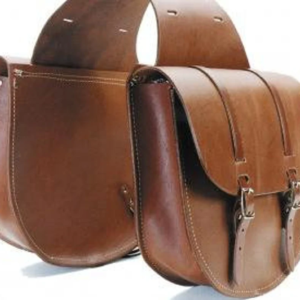 Hand Tooled English Leather Saddle Bags
