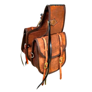 Hand Tooled English Leather Saddle Bags