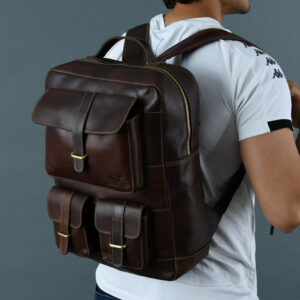 Rovadik Premium Leather Men’s Backpack – Stylish, Durable, and Spacious for Travel & Work