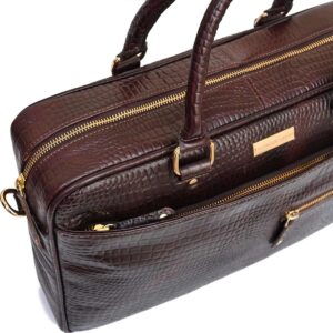 Rovadik Genuine Leather Laptop Bag for Men – Office Bag, Brown – Fits Up to 14/15.6 Inch Laptop/MacBook – Laptop Messenger Bags/Leather Bag for Men with Adjustable Shoulder Strap