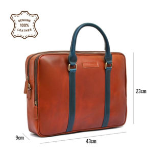 Rovadik Genuine Leather Laptop Bag for Men – Office Bag, Brown – Fits Up to 14/15.6 Inch Laptop/MacBook – Laptop Messenger Bags/Leather Bag for Men with Adjustable Shoulder Strap