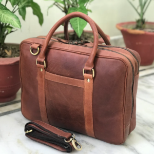 Rovadik Genuine Leather Laptop Bag for Men – Office Bag, Brown – Fits Up to 14/15.6 Inch Laptop/MacBook – Laptop Messenger Bags/Leather Bag for Men with Adjustable Shoulder Strap