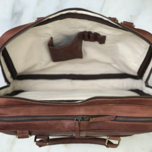 Rovadik Genuine Leather Laptop Bag for Men – Office Bag, Brown – Fits Up to 14/15.6 Inch Laptop/MacBook – Laptop Messenger Bags/Leather Bag for Men with Adjustable Shoulder Strap