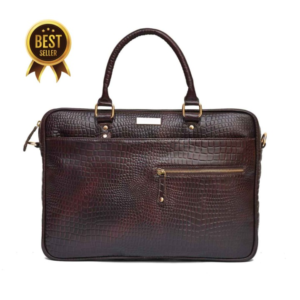 Rovadik Genuine Leather Laptop Bag for Men – Office Bag, Brown – Fits Up to 14/15.6 Inch Laptop/MacBook – Laptop Messenger Bags/Leather Bag for Men with Adjustable Shoulder Strap