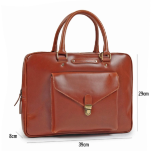 Rovadik Genuine Leather Laptop Bag for Men – Office Bag, Brown – Fits Up to 14/15.6 Inch Laptop/MacBook – Laptop Messenger Bags/Leather Bag for Men with Adjustable Shoulder Strap