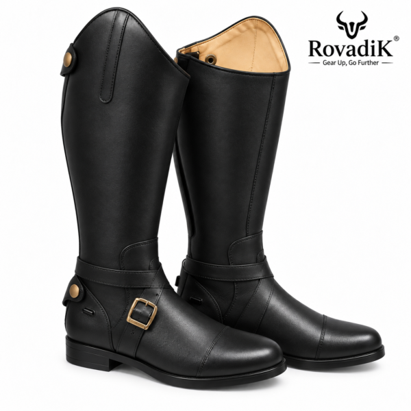 Rovadik ‘Vanguard’ Customised HandMade Horse Riding Boots,Genuine Leather Equestrian Boots, English Riding Boots for Cowboy/Cowgirl-Unisex Boots-Black