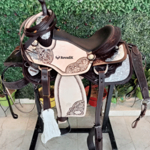 Handmade Western Show Saddle Set – Tooled Leather Horse Saddle with Matching Headstall, Breast Collar & Reins – Comfortable Trail & Show Riding