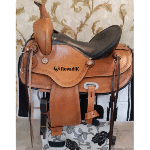 Handmade Western Show Saddle Set – Tooled Leather Horse Saddle with Matching Headstall, Breast Collar & Reins – Comfortable Trail & Show Riding