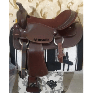 Handmade Western Show Saddle Set – Tooled Leather Horse Saddle with Matching Headstall, Breast Collar & Reins – Comfortable Trail & Show Riding