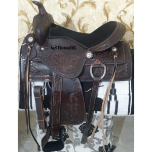 Handmade Western Show Saddle Set – Tooled Leather Horse Saddle with Matching Headstall, Breast Collar & Reins – Comfortable Trail & Show Riding
