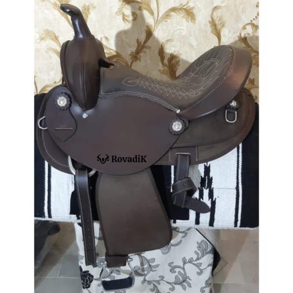 Handmade Western Show Saddle Set – Tooled Leather Horse Saddle with Matching Headstall, Breast Collar & Reins – Comfortable Trail & Show Riding