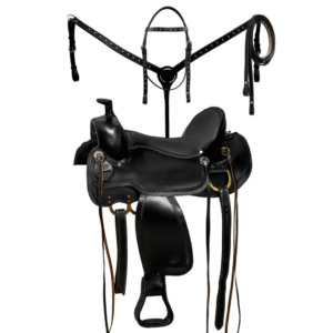 Handmade Western Show Saddle Set – Tooled Leather Horse Saddle with Matching Headstall, Breast Collar & Reins – Comfortable Trail & Show Riding