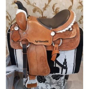 Handmade Western Show Saddle Set – Tooled Leather Horse Saddle with Matching Headstall, Breast Collar & Reins – Comfortable Trail & Show Riding