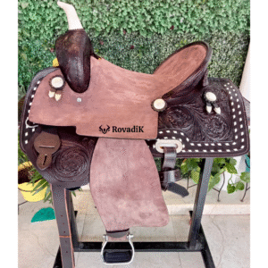 Handmade Western Show Saddle Set – Tooled Leather Horse Saddle with Matching Headstall, Breast Collar & Reins – Comfortable Trail & Show Riding