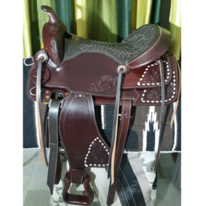Handmade Western Show Saddle Set – Tooled Leather Horse Saddle with Matching Headstall, Breast Collar & Reins – Comfortable Trail & Show Riding