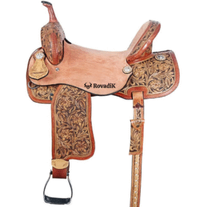 Handmade Western Show Saddle Set – Tooled Leather Horse Saddle with Matching Headstall, Breast Collar & Reins – Comfortable Trail & Show Riding