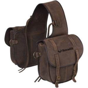 Rovadik Genuine Leather Horse Riding Saddle Bags – Durable Western Saddle Panniers for Trail Riding, Ranch & Outdoor Use – Handmade Equestrian Gear with Buckle Straps & Spacious Storage