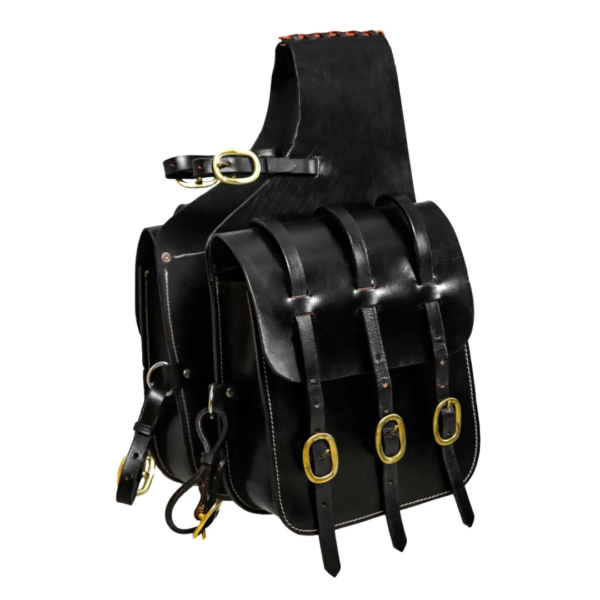 Rovadik Genuine Leather Horse Riding Saddle Bags – Durable Western Saddle Panniers for Trail Riding, Ranch & Outdoor Use – Handmade Equestrian Gear with Buckle Straps & Spacious Storage