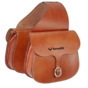Rovadik Genuine Leather Horse Riding Saddle Bags – Durable Western Saddle Panniers for Trail Riding, Ranch & Outdoor Use – Handmade Equestrian Gear with Buckle Straps & Spacious Storage