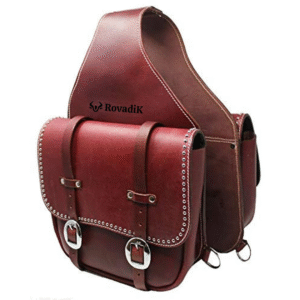 Rovadik Genuine Leather Horse Riding Saddle Bags – Durable Western Saddle Panniers for Trail Riding, Ranch & Outdoor Use – Handmade Equestrian Gear with Buckle Straps & Spacious Storage