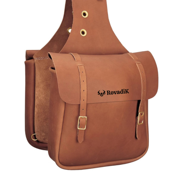 Rovadik Genuine Leather Horse Riding Saddle Bags – Durable Western Saddle Panniers for Trail Riding, Ranch & Outdoor Use – Handmade Equestrian Gear with Buckle Straps & Spacious Storage