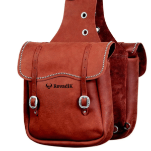 Rovadik Genuine Leather Horse Riding Saddle Bags – Durable Western Saddle Panniers for Trail Riding, Ranch & Outdoor Use – Handmade Equestrian Gear with Buckle Straps & Spacious Storage