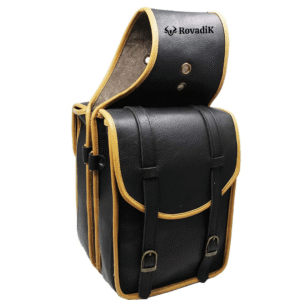 Rovadik Genuine Leather Horse Riding Saddle Bags – Durable Western Saddle Panniers for Trail Riding, Ranch & Outdoor Use – Handmade Equestrian Gear with Buckle Straps & Spacious Storage
