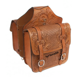Rovadik Genuine Leather Horse Riding Saddle Bags – Durable Western Saddle Panniers for Trail Riding, Ranch & Outdoor Use – Handmade Equestrian Gear with Buckle Straps & Spacious Storage