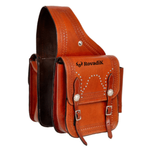 Rovadik Genuine Leather Horse Riding Saddle Bags – Durable Western Saddle Panniers for Trail Riding, Ranch & Outdoor Use – Handmade Equestrian Gear with Buckle Straps & Spacious Storage