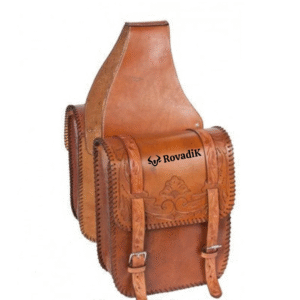 Rovadik Genuine Leather Horse Riding Saddle Bags – Durable Western Saddle Panniers for Trail Riding, Ranch & Outdoor Use – Handmade Equestrian Gear with Buckle Straps & Spacious Storage