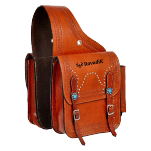 Rovadik Genuine Leather Horse Riding Saddle Bags – Durable Western Saddle Panniers for Trail Riding, Ranch & Outdoor Use – Handmade Equestrian Gear with Buckle Straps & Spacious Storage