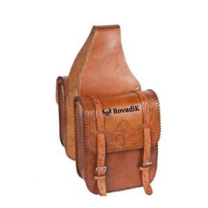 Rovadik Genuine Leather Horse Riding Saddle Bags – Durable Western Saddle Panniers for Trail Riding, Ranch & Outdoor Use – Handmade Equestrian Gear with Buckle Straps & Spacious Storage