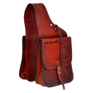 Rovadik Genuine Leather Horse Riding Saddle Bags – Durable Western Saddle Panniers for Trail Riding, Ranch & Outdoor Use – Handmade Equestrian Gear with Buckle Straps & Spacious Storage
