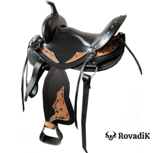 Rovadik Handmade Western Show Saddle Set – Tooled Leather Horse Saddle with Matching Headstall, Breast Collar & Reins – Comfortable Trail & Show Riding