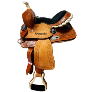 Rovadik Handmade Western Show Saddle Set – Tooled Leather Horse Saddle with Matching Headstall, Breast Collar & Reins – Comfortable Trail & Show Riding