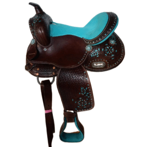 Rovadik Handmade Western Show Saddle Set – Tooled Leather Horse Saddle with Matching Headstall, Breast Collar & Reins – Comfortable Trail & Show Riding