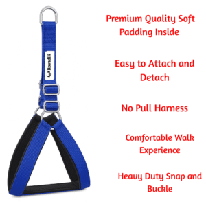 Rovadik Padded Dog Harness and Strap Dog Leash Combo, Strong and Durable Animal Collar For Small, Medium and Large Dogs (Royal Blue)