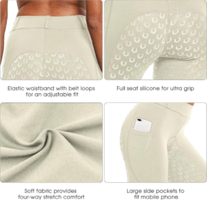Rovadik Horse Riding Breeches with Sillicone – Better Grip – Comfortable and Four-Way Stretchable Fabric- Suitable for Horse Riders- Unisex Breeches for Both Men and Women (Beige)