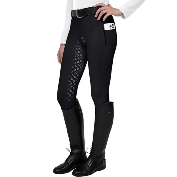 Rovadik Horse Riding Breeches with Sillicone – Better Grip – Comfortable and Four-Way Stretchable Fabric- Suitable for Horse Riders- Unisex Breeches for Both Men and Women (Black)