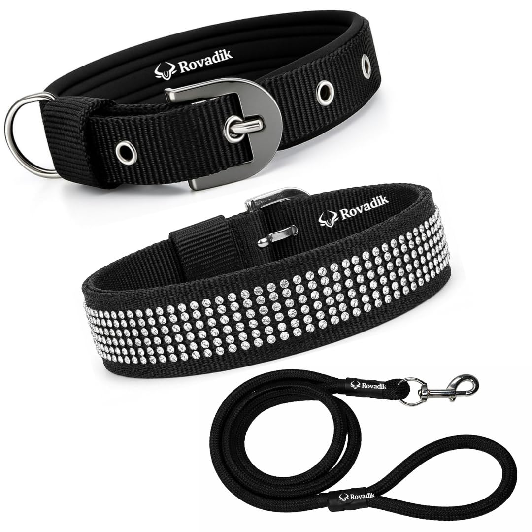 Diamond Dog Collar and Leash Combo_Black_01