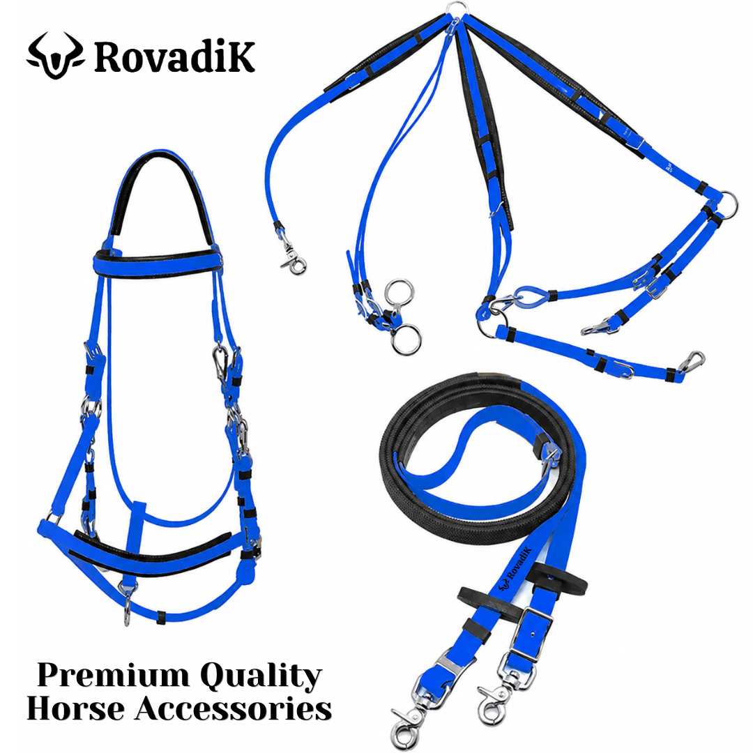 Biothan Horse Bridle with Reins_Blue_03