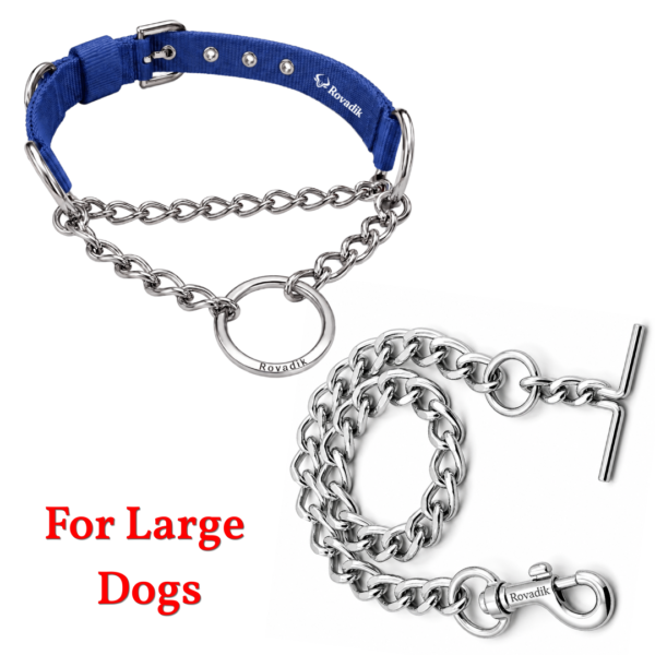 Rovadik Anti-Bite Choke Dog Collar & Dog Chain Combo – Chain for Dog Protection| Adjustable | Safety | Comfortable | for Large Dogs | Labrador | Golden Retriever | German Shepherd | Rottweiler