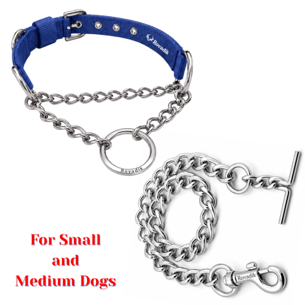 Rovadik Anti-Bite Choke Dog Collar & Dog Chain Combo – Chain for Dog Protection| Adjustable | Safety | Comfortable | for Small & Medium Dogs | Pug, Shih Tzu, Lhasa Apso, Pomeranian, Beagle, Bulldog, Indie