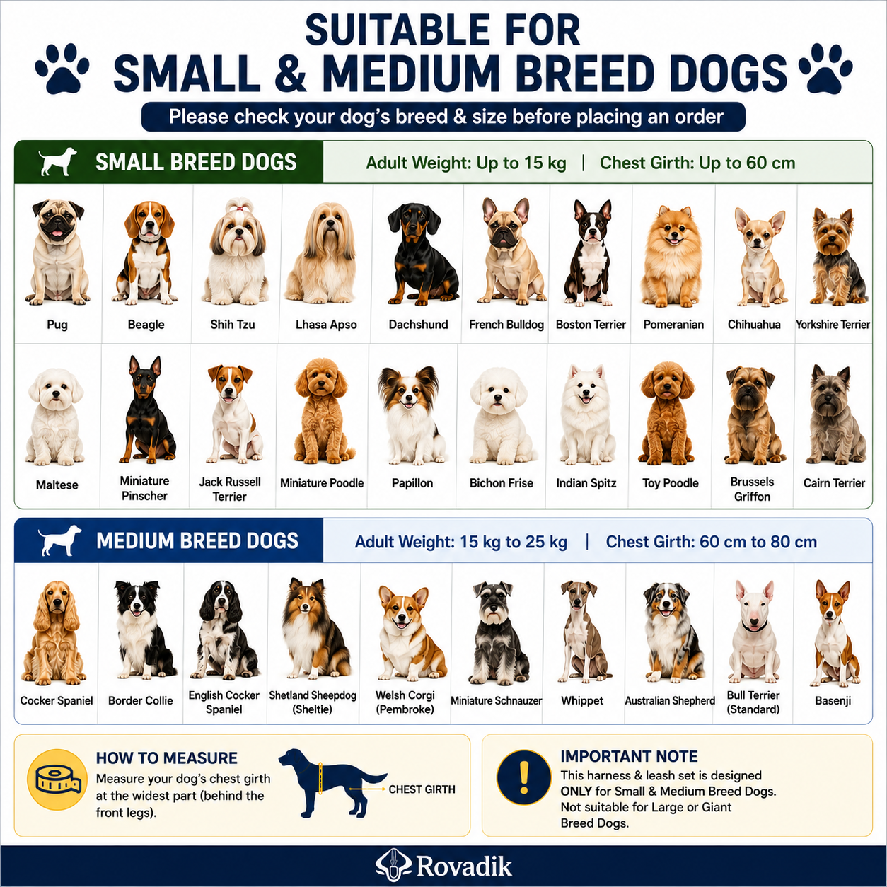 Guide for small and medium breed dogs