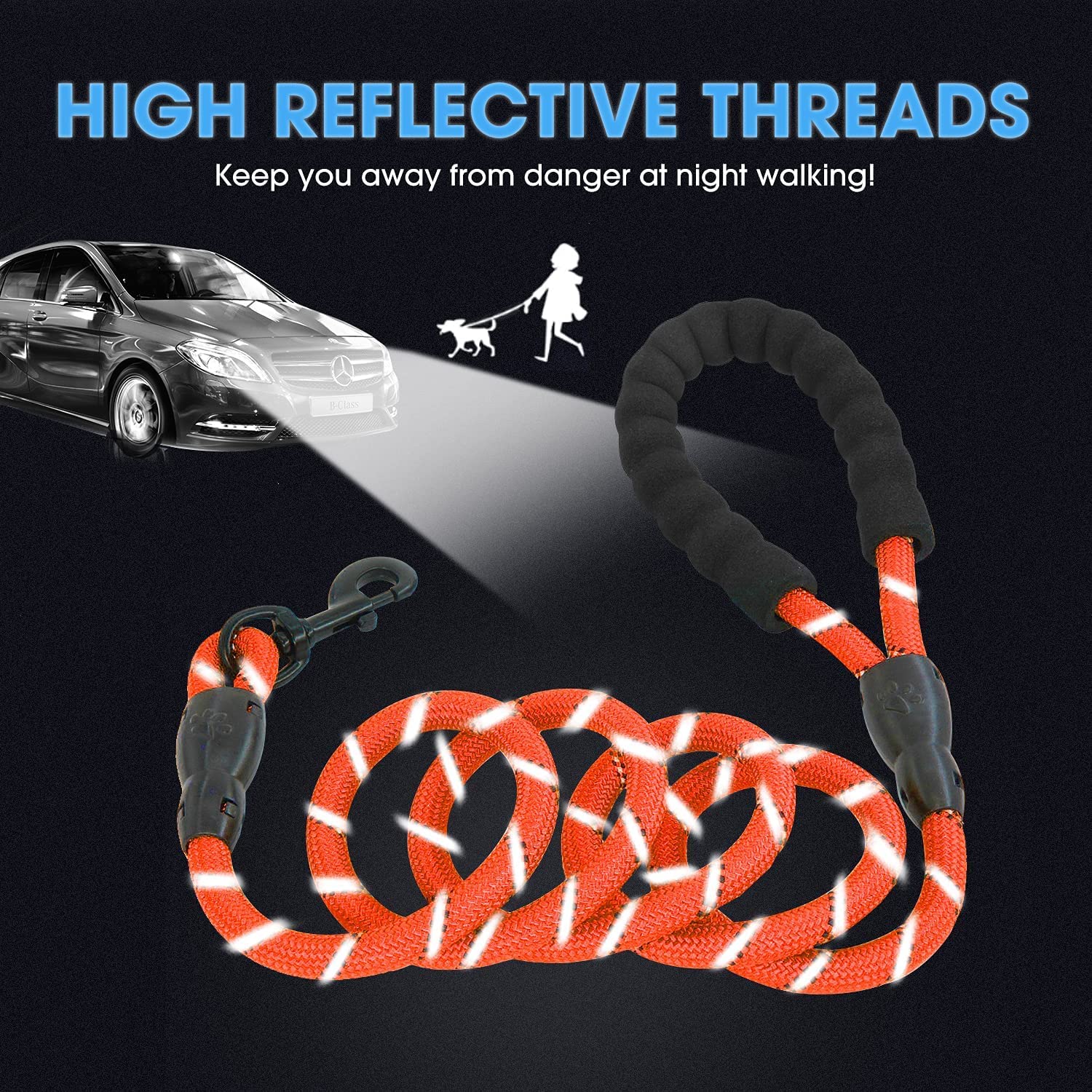 Reflective Leash-red-2