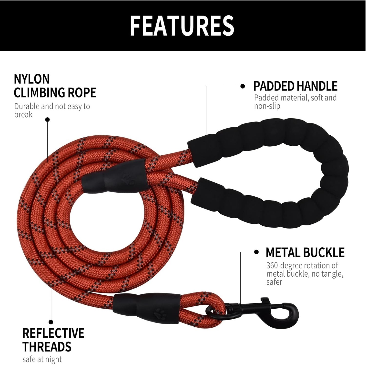 Reflective Leash-red-3