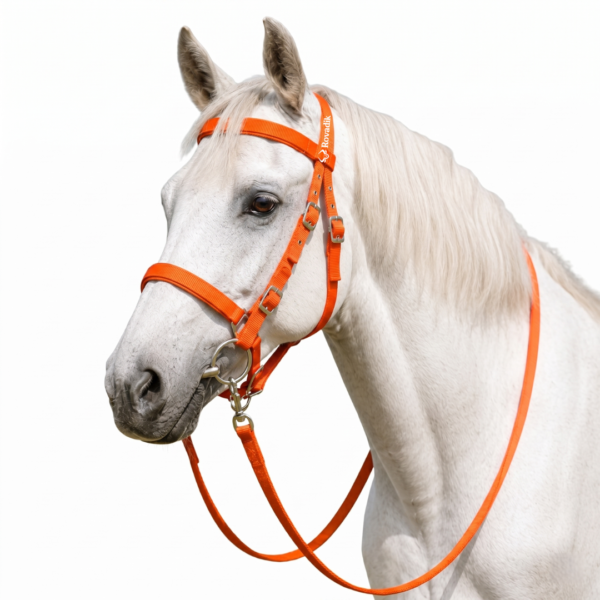 Rovadik Horse Tack Nylon Bridle with Reins and SS Bit – Dressage Bridle-English Bridle – Western Horse Bridle – Equestrian Tack-Horse Accessories, Horse Riders-Orange
