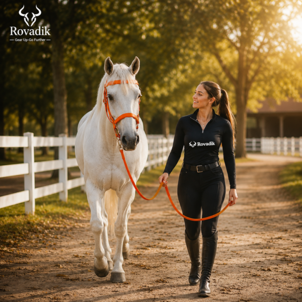 Rovadik Horse Tack Nylon Bridle with Reins and SS Bit – Dressage Bridle-English Bridle – Western Horse Bridle – Equestrian Tack-Horse Accessories, Horse Riders-Orange
